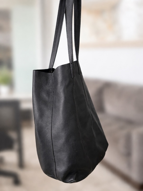 M0851 Handbags - M0851 Black Leather Tote Bag Large Minimalist Shoulder Bag Made in Canada